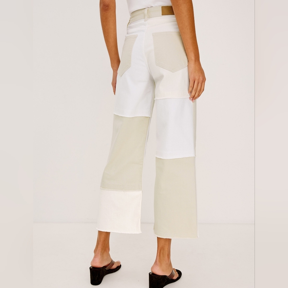 ๐๏ธ Rails Getty Crop Wide Leg Jeans in Ecru Patchwork - Picture 4 of 16
